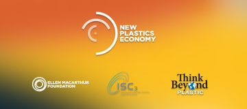 the new plastics economy investor forum's banner in orange and yellow